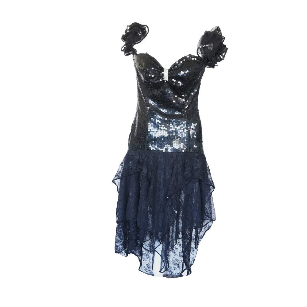 Vintage Climax‎ Dress David Howard Karen Okada Cocktail Party Black Sequins Lace